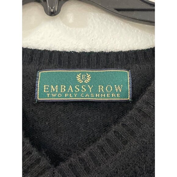 Embassy Row Black  2-ply 100% Cashmere Pullover Long Sleeve Sweater Men's size L - Picture 3 of 6